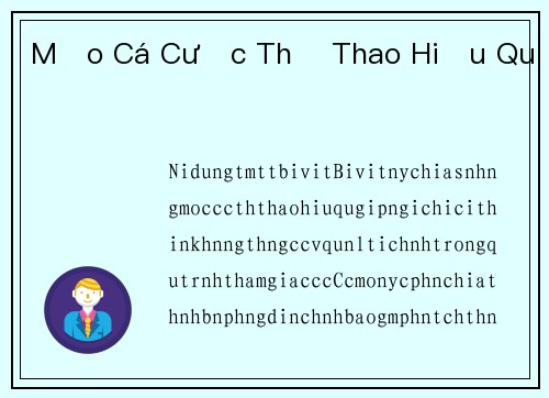 Mẹo Cá Cược Thể Thao Hiệu Quả