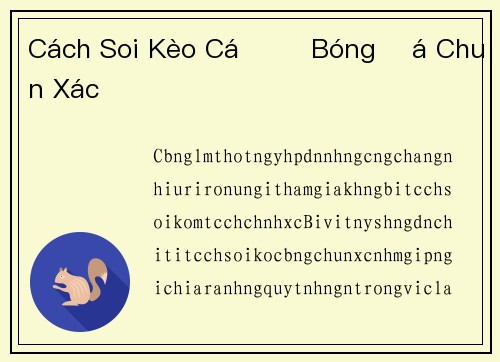 Cách Soi Kèo Cá Độ Bóng Đá Chuẩn Xác