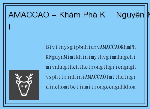 AMACCAO - Khám Phá Kỷ Nguyên Mới
